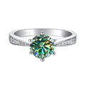 JoyceJelly Green Moissanite Ring For Women Solid 925 Sterling Silver Round Moissanite Bridal Female Engagement Wedding Jewerly