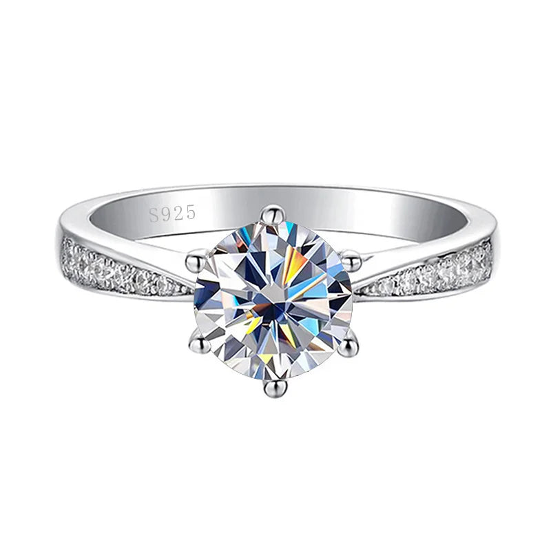 JoyceJelly Green Moissanite Ring For Women Solid 925 Sterling Silver Round Moissanite Bridal Female Engagement Wedding Jewerly
