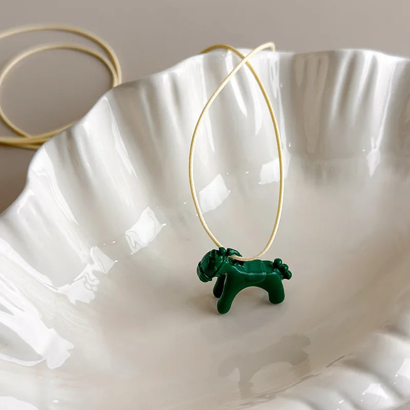 Minimalism Enamel Drip Glaze Colorful Horse Pendant Long Necklace Adjustable Sweater Chain Simple Jewelry Accessories Gifts