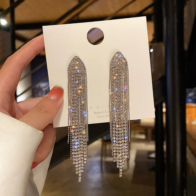 Minimalism Design Double Layered Tassel Chain Earrings for Women Shiny Gold Color Simple Ear Line Cartilage Jewelry Wholesale