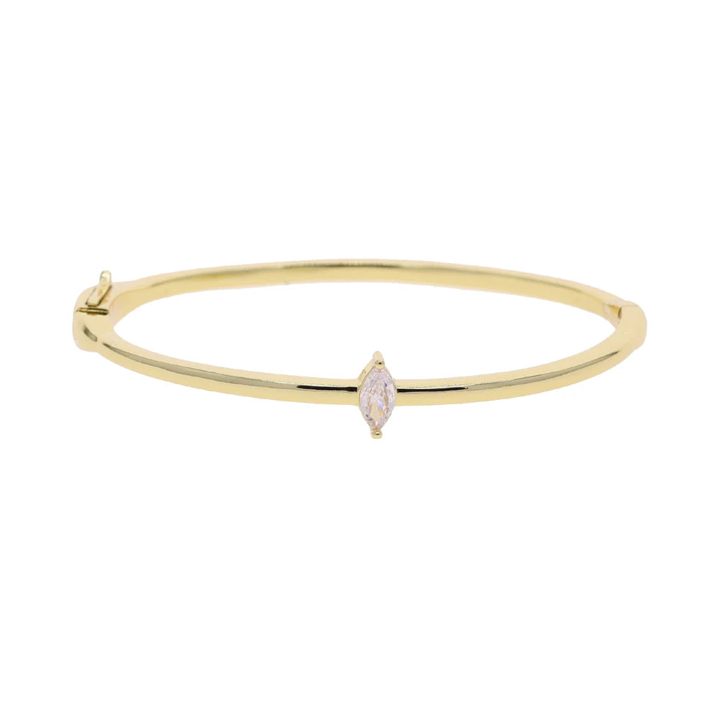 Minimalism Geometric Bangles for Women Heart Marquise Drop Rectangle Cubic Zircon Gold Silver Color Fashion Jewelry for Party