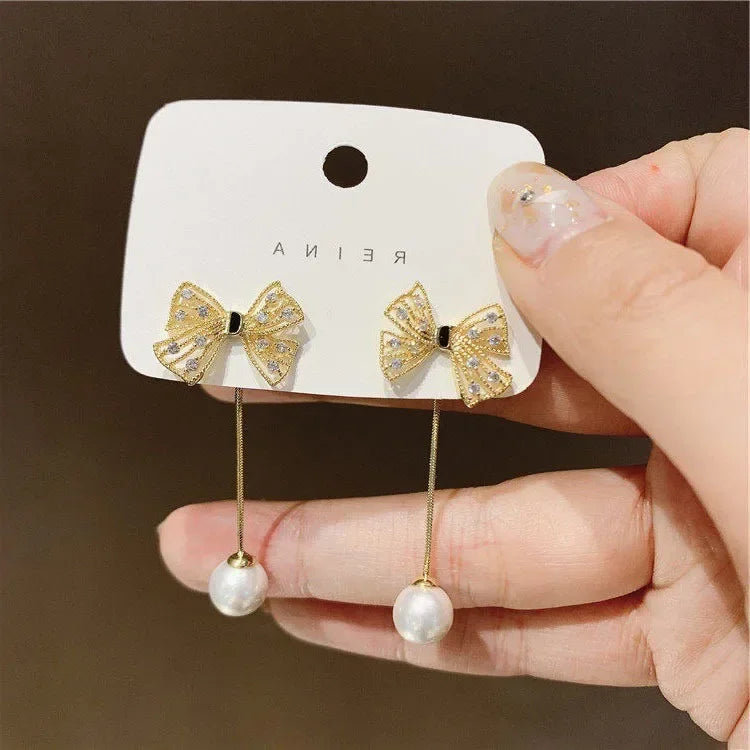 Minimalism Design Double Layered Tassel Chain Earrings for Women Shiny Gold Color Simple Ear Line Cartilage Jewelry Wholesale