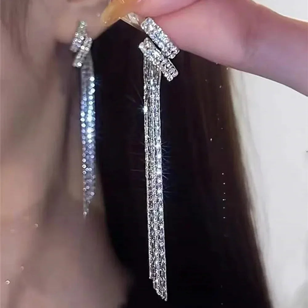 Minimalism Design Double Layered Tassel Chain Earrings for Women Shiny Gold Color Simple Ear Line Cartilage Jewelry Wholesale