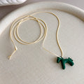Minimalism Enamel Drip Glaze Colorful Horse Pendant Long Necklace Adjustable Sweater Chain Simple Jewelry Accessories Gifts