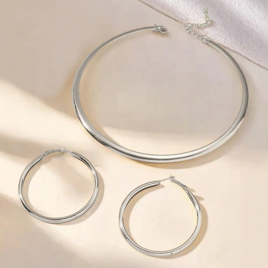 1 set of stylish minimalism elegant bohemian round collar earrings set vacation style