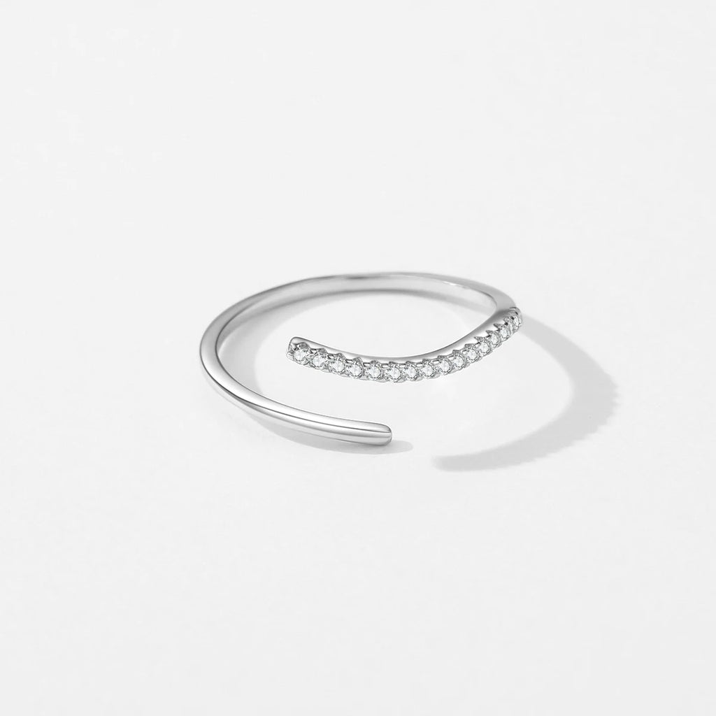 MODIAN Minimalism 925 Sterling Silver Line Thin CZ Opening Size Finger Ring Classic Luxury Stackable Jewelry For Women Gifts