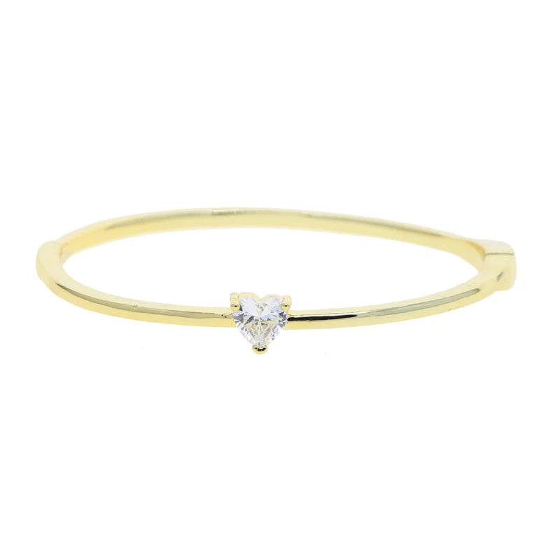Minimalism Geometric Bangles for Women Heart Marquise Drop Rectangle Cubic Zircon Gold Silver Color Fashion Jewelry for Party