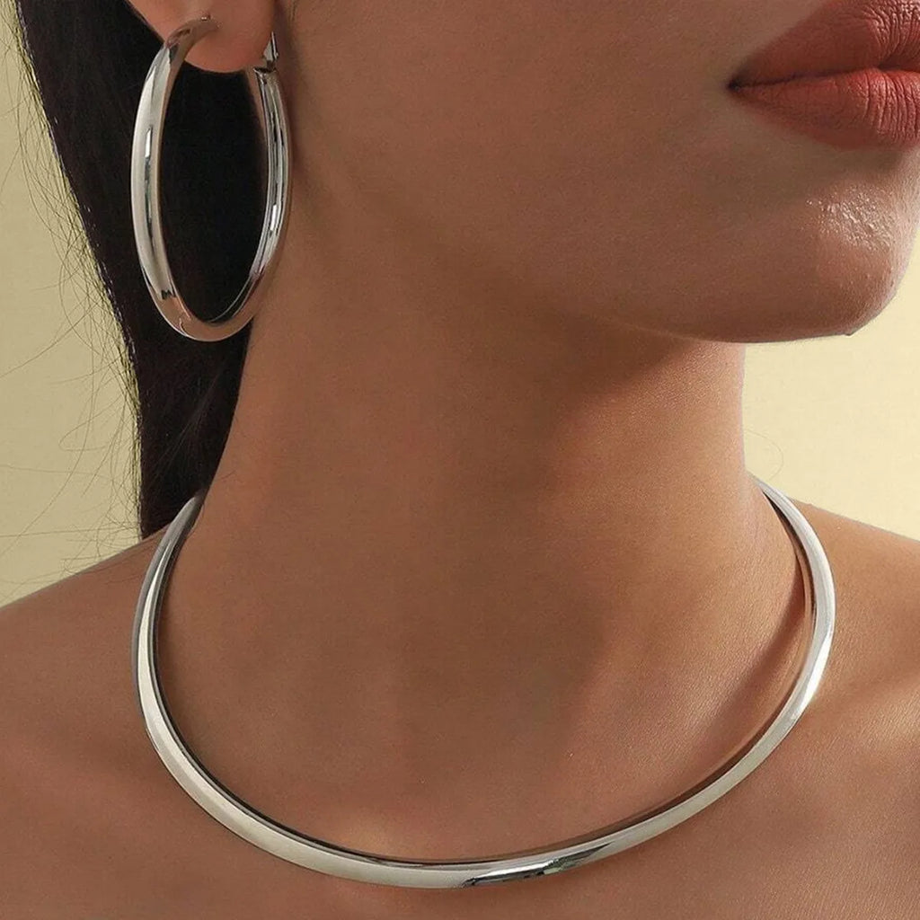 1 set of stylish minimalism elegant bohemian round collar earrings set vacation style