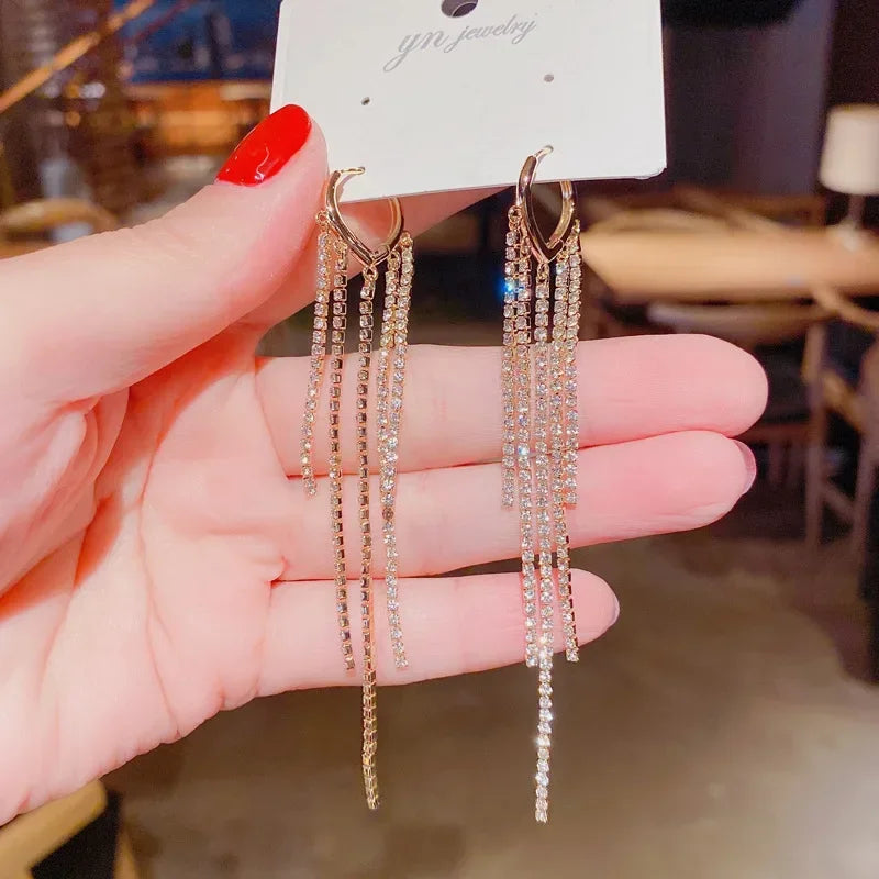 Minimalism Design Double Layered Tassel Chain Earrings for Women Shiny Gold Color Simple Ear Line Cartilage Jewelry Wholesale