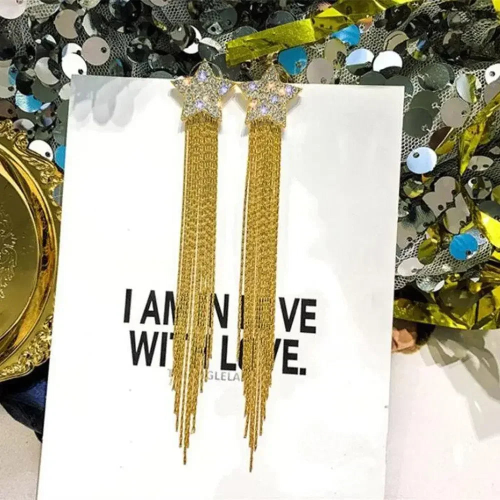 Minimalism Design Double Layered Tassel Chain Earrings for Women Shiny Gold Color Simple Ear Line Cartilage Jewelry Wholesale