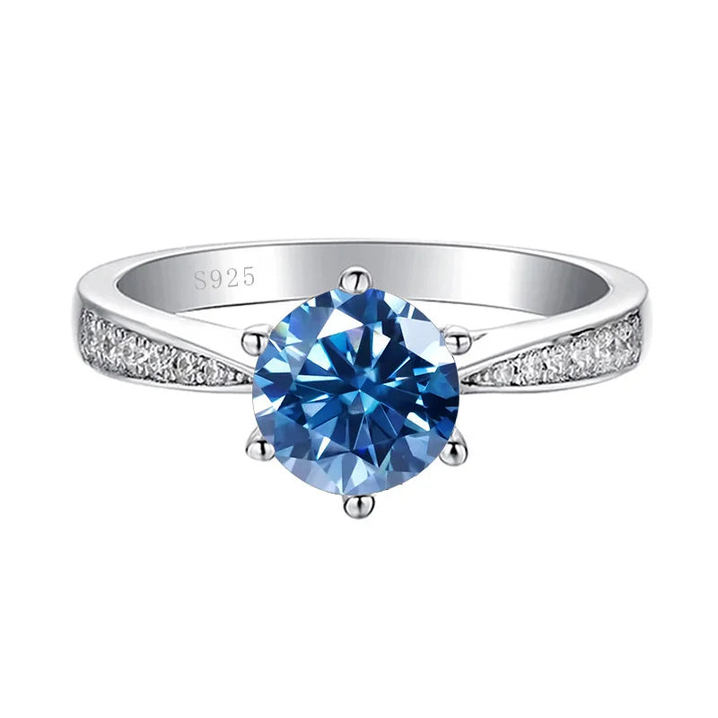 JoyceJelly Green Moissanite Ring For Women Solid 925 Sterling Silver Round Moissanite Bridal Female Engagement Wedding Jewerly
