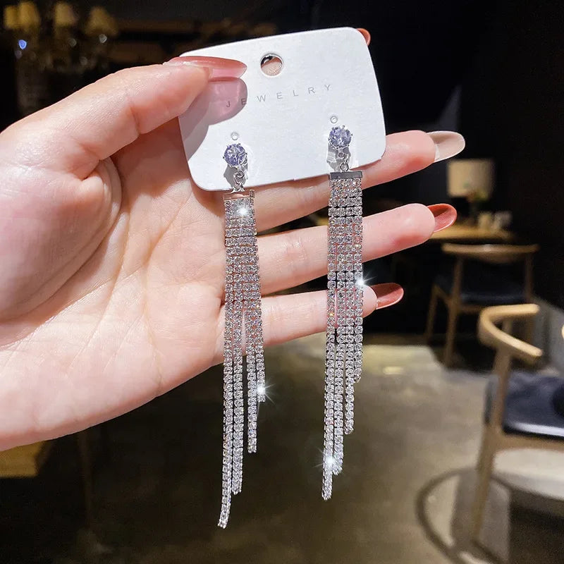 Minimalism Design Double Layered Tassel Chain Earrings for Women Shiny Gold Color Simple Ear Line Cartilage Jewelry Wholesale