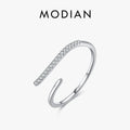 MODIAN Minimalism 925 Sterling Silver Line Thin CZ Opening Size Finger Ring Classic Luxury Stackable Jewelry For Women Gifts