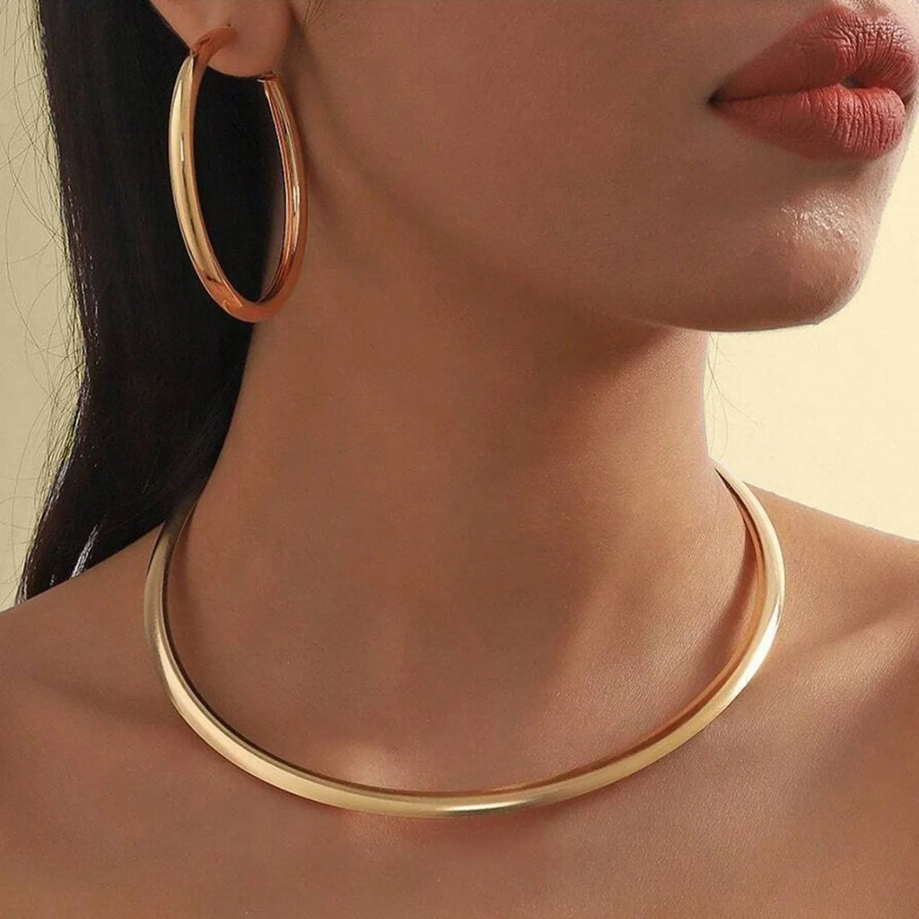 1 set of stylish minimalism elegant bohemian round collar earrings set vacation style