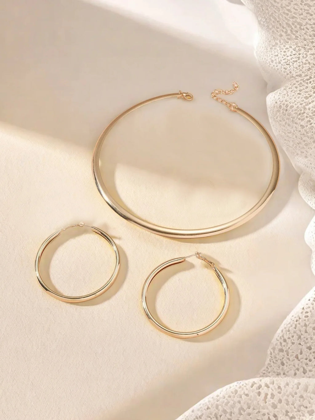 1 set of stylish minimalism elegant bohemian round collar earrings set vacation style