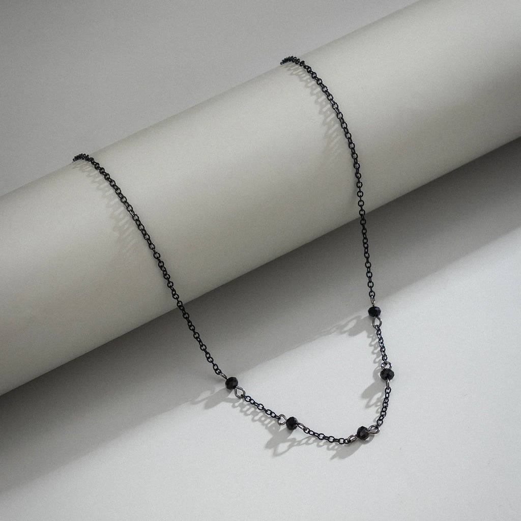 Lacteo Minimalism Crystal Beads Ball Chain Necklace for Women Simple Black Link Chain Choker Jewelry Collar Party Wedding Girls