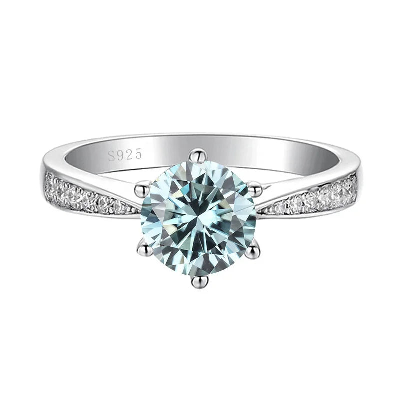 JoyceJelly Green Moissanite Ring For Women Solid 925 Sterling Silver Round Moissanite Bridal Female Engagement Wedding Jewerly