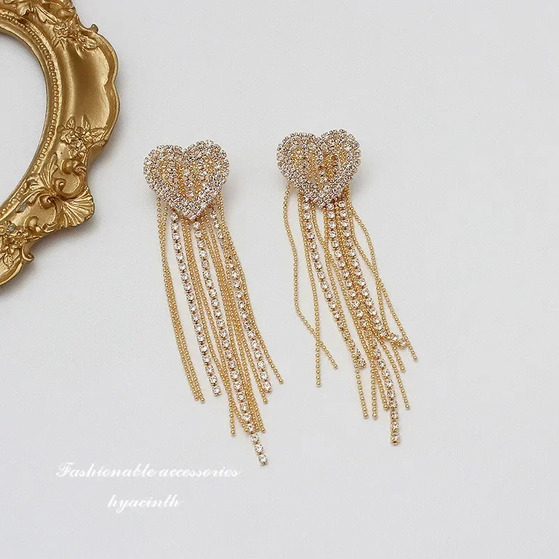 Minimalism Design Double Layered Tassel Chain Earrings for Women Shiny Gold Color Simple Ear Line Cartilage Jewelry Wholesale