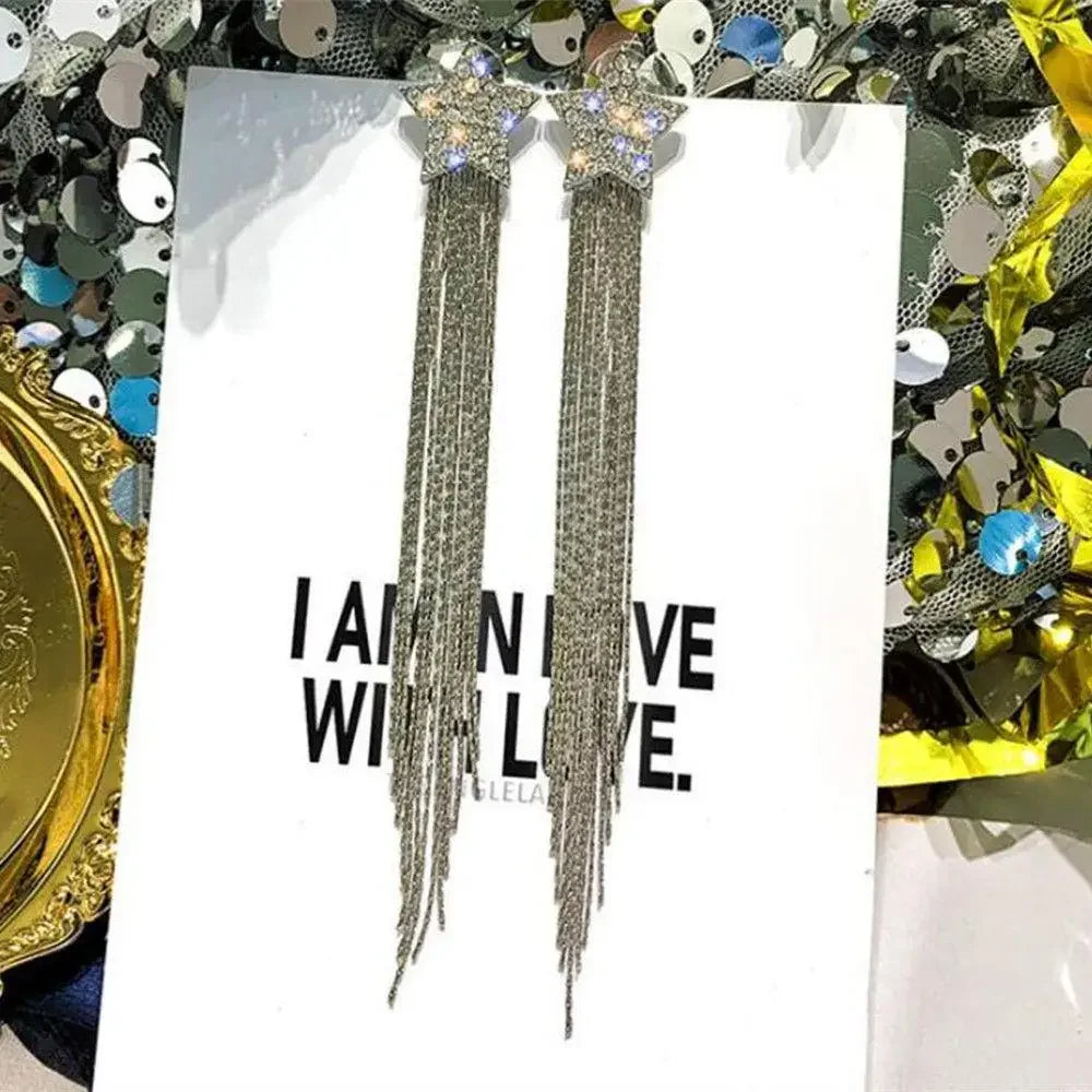 Minimalism Design Double Layered Tassel Chain Earrings for Women Shiny Gold Color Simple Ear Line Cartilage Jewelry Wholesale