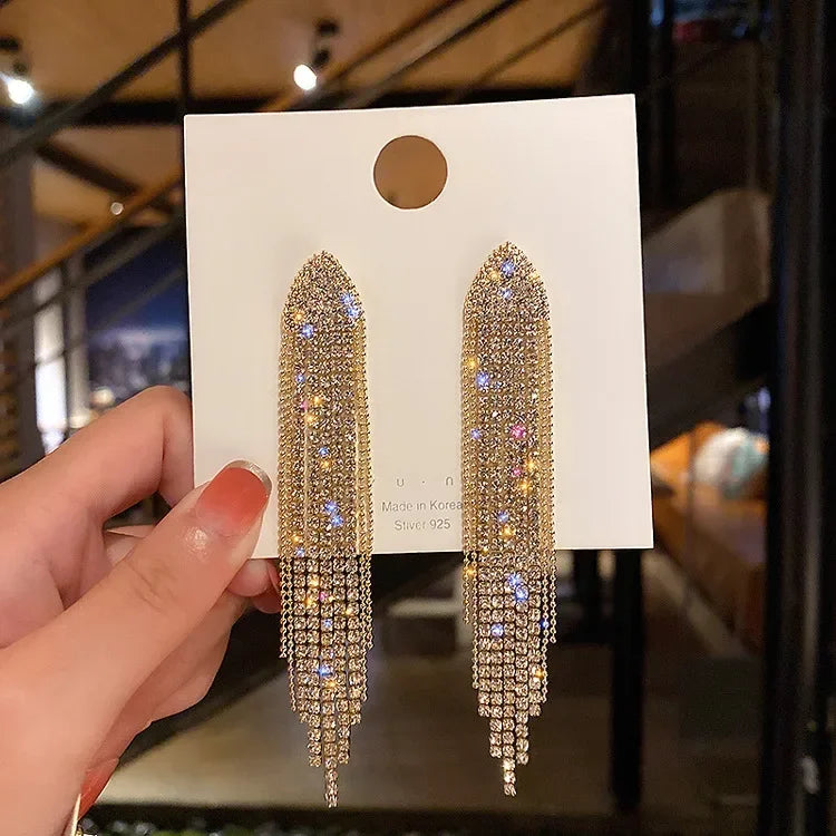 Minimalism Design Double Layered Tassel Chain Earrings for Women Shiny Gold Color Simple Ear Line Cartilage Jewelry Wholesale