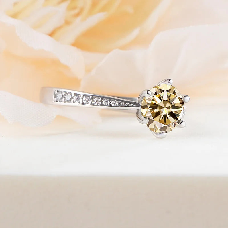 JoyceJelly Green Moissanite Ring For Women Solid 925 Sterling Silver Round Moissanite Bridal Female Engagement Wedding Jewerly