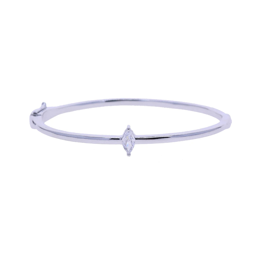 Minimalism Geometric Bangles for Women Heart Marquise Drop Rectangle Cubic Zircon Gold Silver Color Fashion Jewelry for Party
