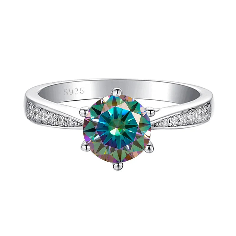 JoyceJelly Green Moissanite Ring For Women Solid 925 Sterling Silver Round Moissanite Bridal Female Engagement Wedding Jewerly