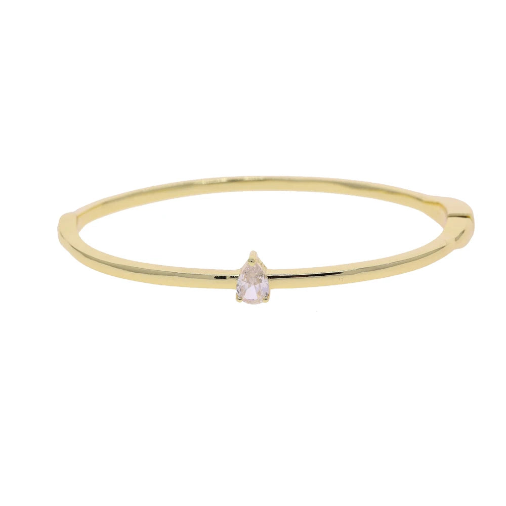 Minimalism Geometric Bangles for Women Heart Marquise Drop Rectangle Cubic Zircon Gold Silver Color Fashion Jewelry for Party
