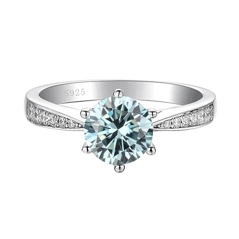 JoyceJelly Green Moissanite Ring For Women Solid 925 Sterling Silver Round Moissanite Bridal Female Engagement Wedding Jewerly