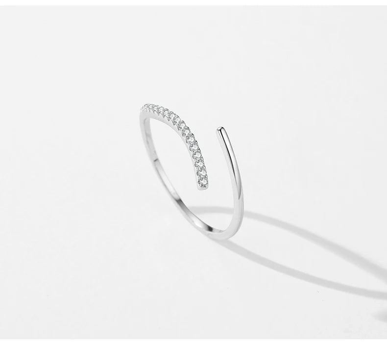 MODIAN Minimalism 925 Sterling Silver Line Thin CZ Opening Size Finger Ring Classic Luxury Stackable Jewelry For Women Gifts