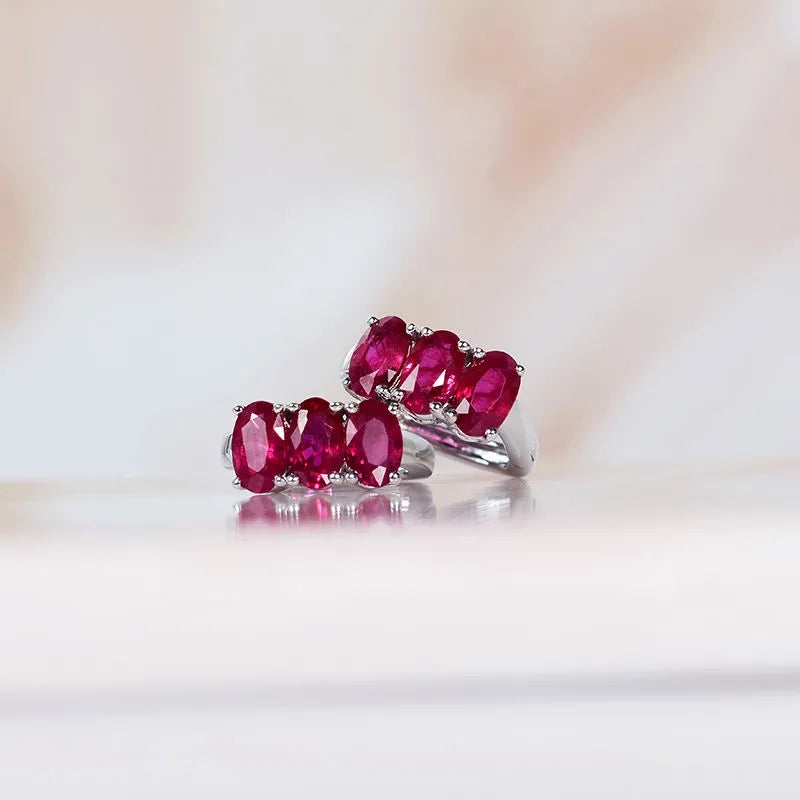 Minimalist design Silver inlay ruby hoop earrings for women Couple neutral style exquisite charm Banquet Party Jewelry new in