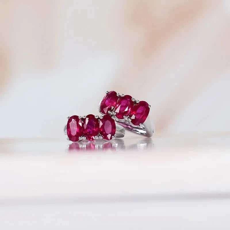 Minimalist design Silver inlay ruby hoop earrings for women Couple neutral style exquisite charm Banquet Party Jewelry new in