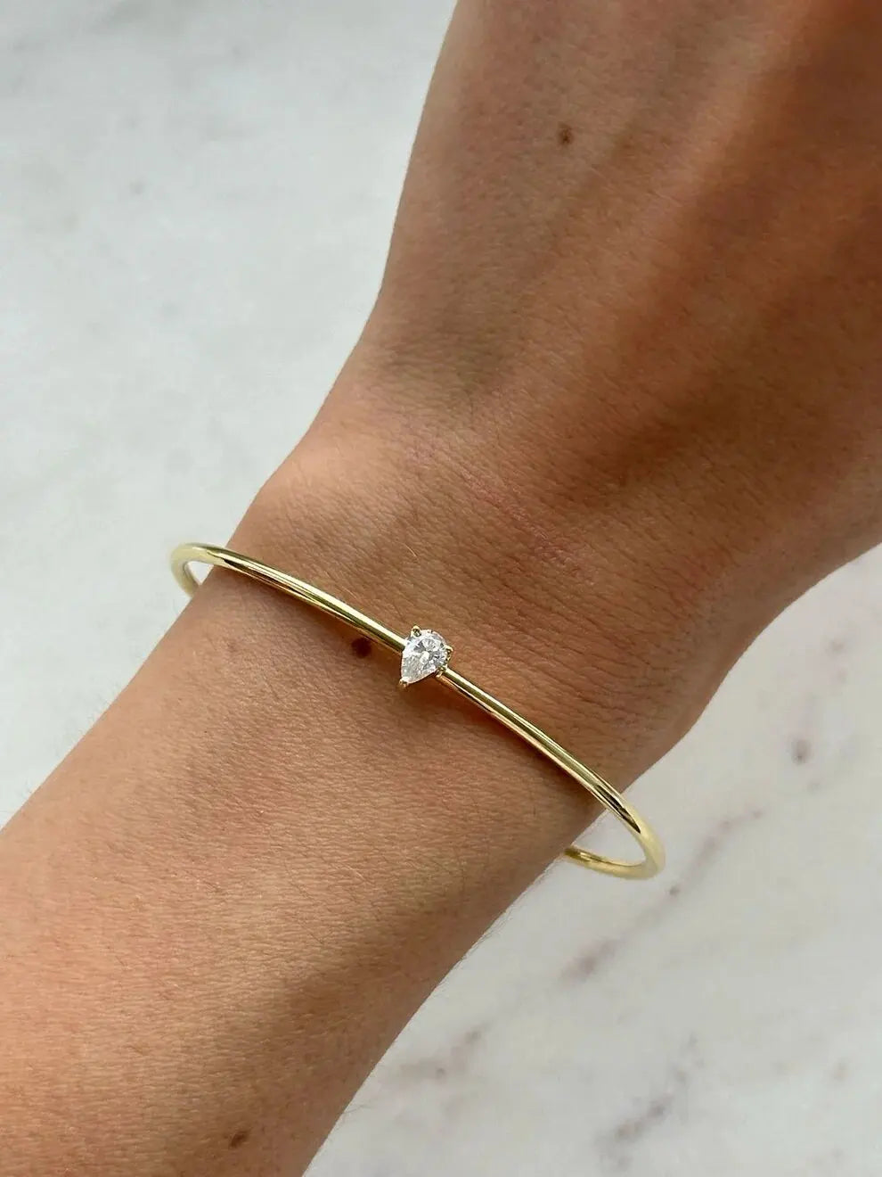 Minimalism Geometric Bangles for Women Heart Marquise Drop Rectangle Cubic Zircon Gold Silver Color Fashion Jewelry for Party