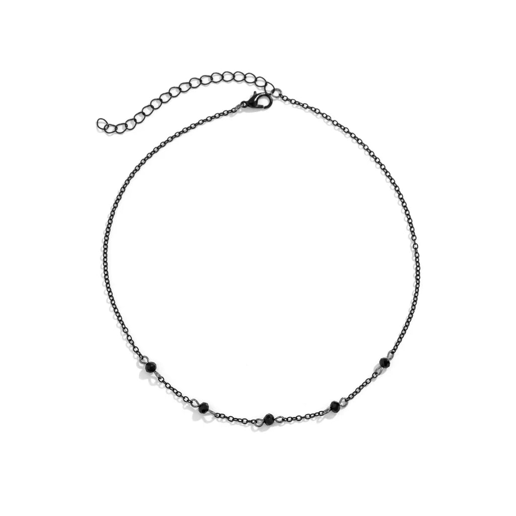 Lacteo Minimalism Crystal Beads Ball Chain Necklace for Women Simple Black Link Chain Choker Jewelry Collar Party Wedding Girls