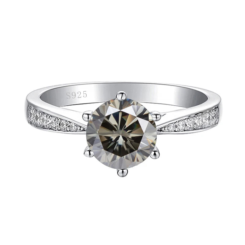 JoyceJelly Green Moissanite Ring For Women Solid 925 Sterling Silver Round Moissanite Bridal Female Engagement Wedding Jewerly
