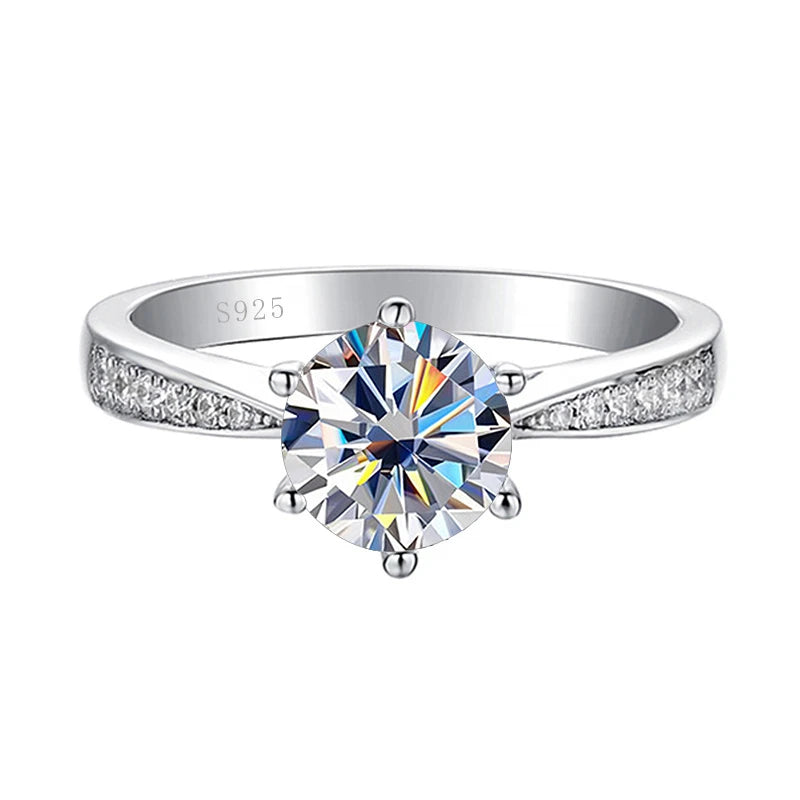 JoyceJelly Green Moissanite Ring For Women Solid 925 Sterling Silver Round Moissanite Bridal Female Engagement Wedding Jewerly
