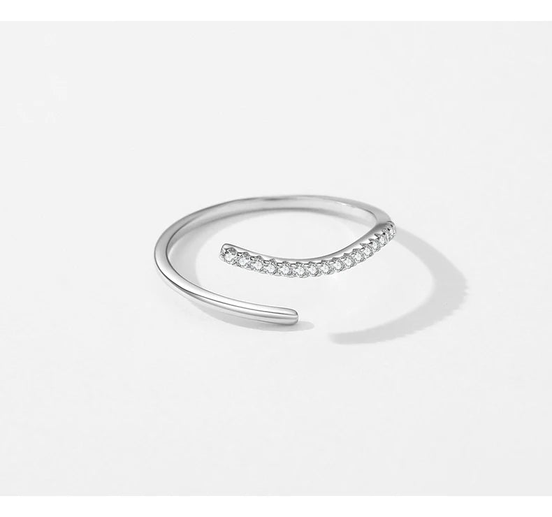 MODIAN Minimalism 925 Sterling Silver Line Thin CZ Opening Size Finger Ring Classic Luxury Stackable Jewelry For Women Gifts