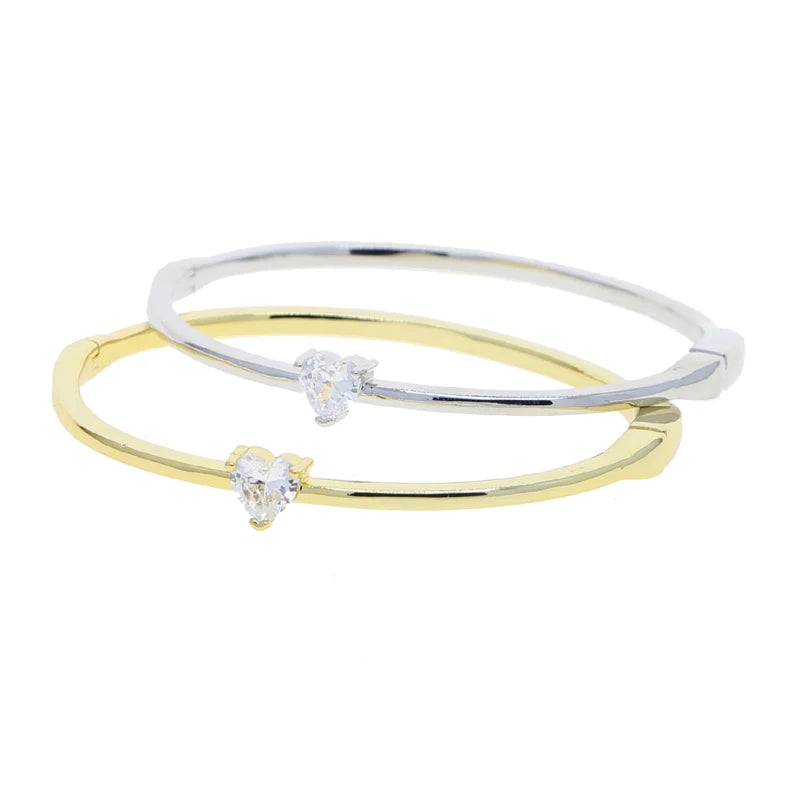 Minimalism Geometric Bangles for Women Heart Marquise Drop Rectangle Cubic Zircon Gold Silver Color Fashion Jewelry for Party