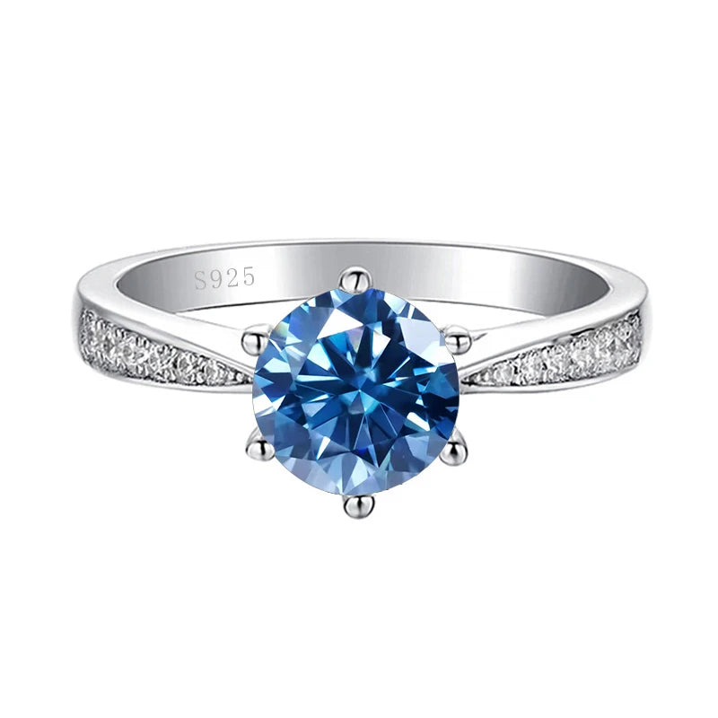 JoyceJelly Green Moissanite Ring For Women Solid 925 Sterling Silver Round Moissanite Bridal Female Engagement Wedding Jewerly