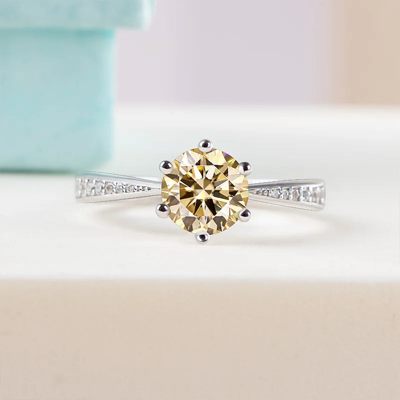 JoyceJelly Green Moissanite Ring For Women Solid 925 Sterling Silver Round Moissanite Bridal Female Engagement Wedding Jewerly