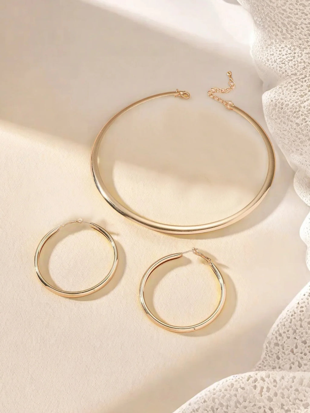1 set of stylish minimalism elegant bohemian round collar earrings set vacation style