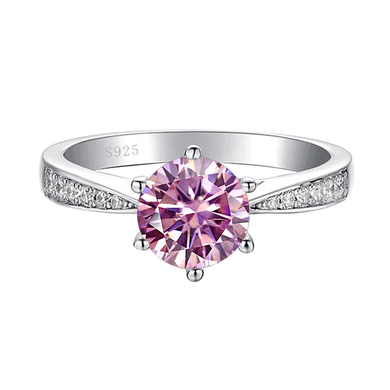 JoyceJelly Green Moissanite Ring For Women Solid 925 Sterling Silver Round Moissanite Bridal Female Engagement Wedding Jewerly