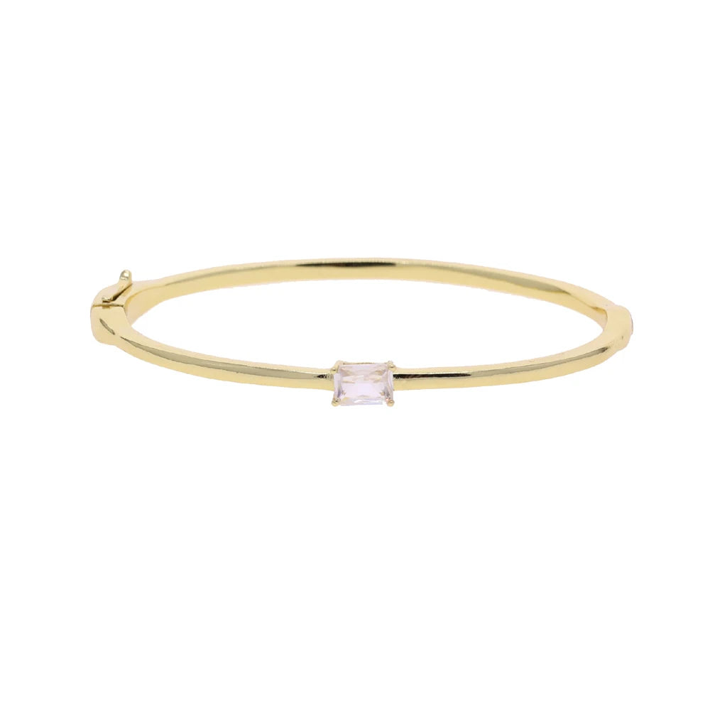 Minimalism Geometric Bangles for Women Heart Marquise Drop Rectangle Cubic Zircon Gold Silver Color Fashion Jewelry for Party