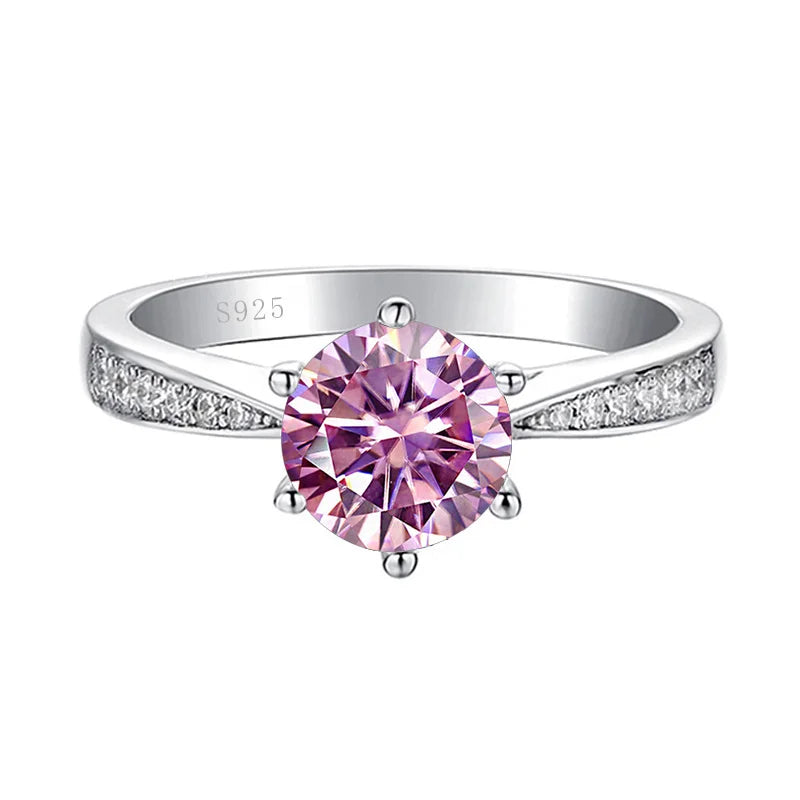 JoyceJelly Green Moissanite Ring For Women Solid 925 Sterling Silver Round Moissanite Bridal Female Engagement Wedding Jewerly
