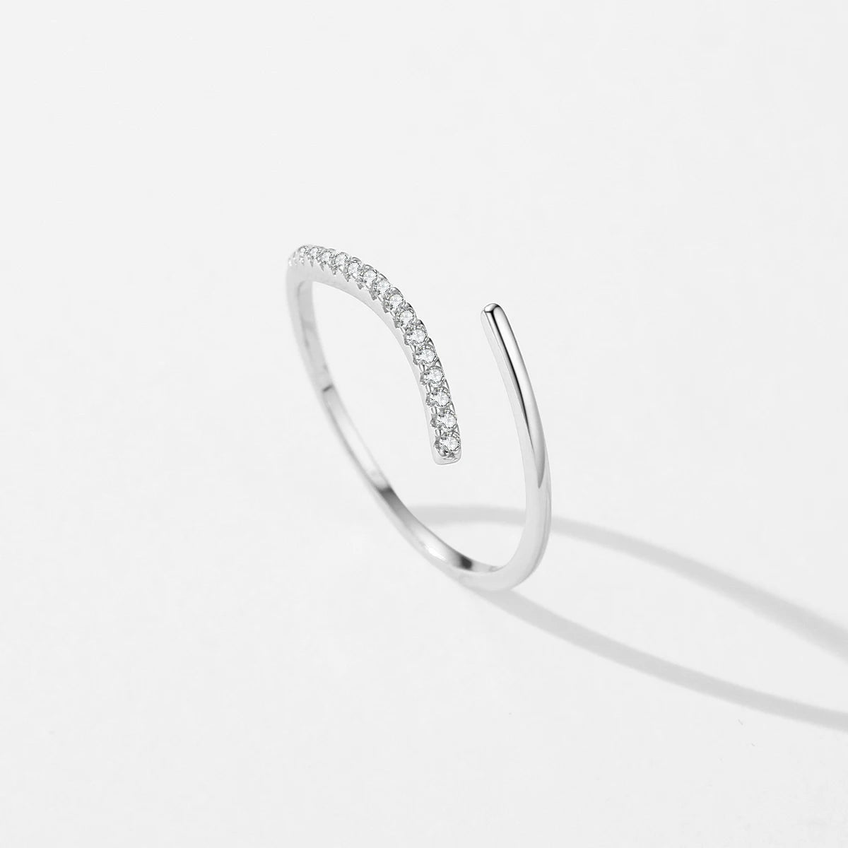 MODIAN Minimalism 925 Sterling Silver Line Thin CZ Opening Size Finger Ring Classic Luxury Stackable Jewelry For Women Gifts